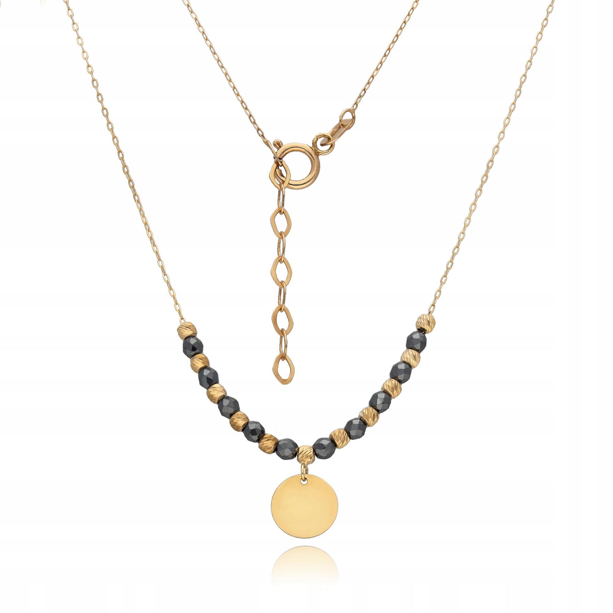 Zlatý Náhrdelník Kolečko Hematit Svatba 45 cm