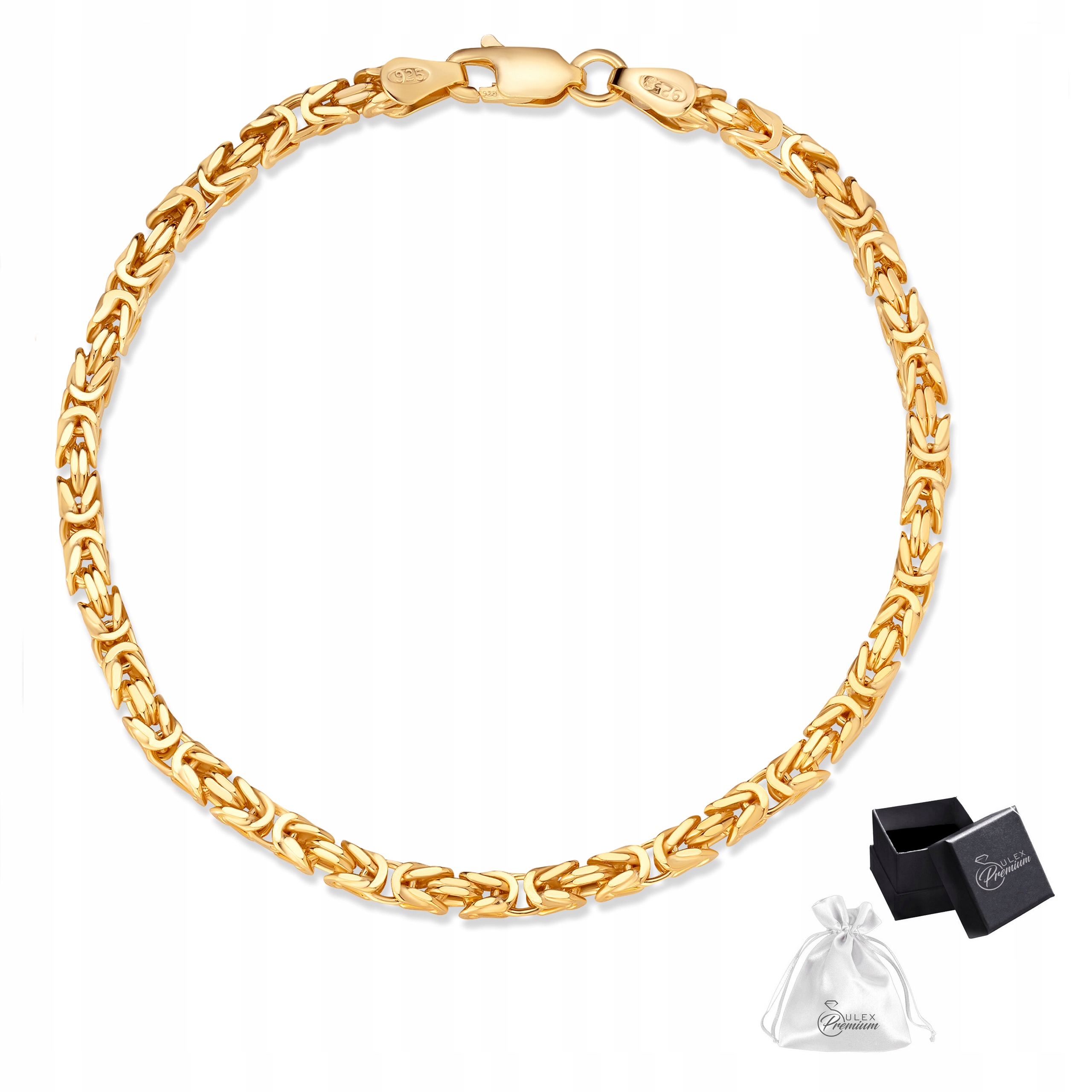 Královský zlatý náramek Byzantský Stříbro ryzost 925 20 cm x 4 mm