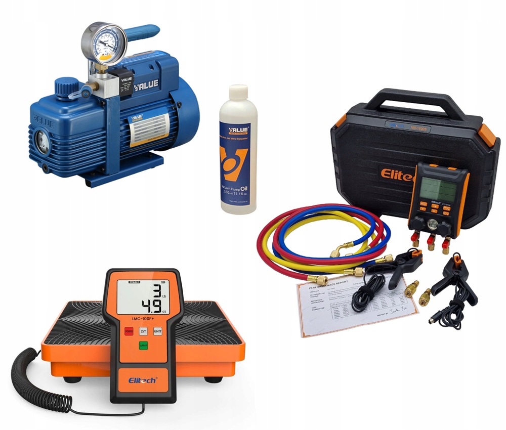 Vákuová pumpa Value V-i220SV Manometer Elite MS-1000S Hmotnosť Elite