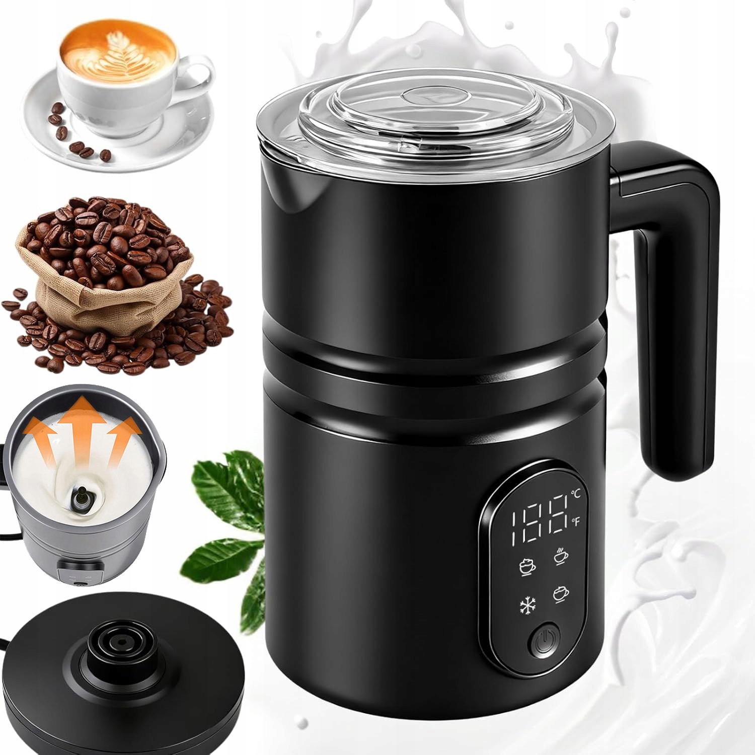 Elektrický Napařovač Mléka Na Kávu Ohřívač 400W 350ML 4 Režimy Tichý
