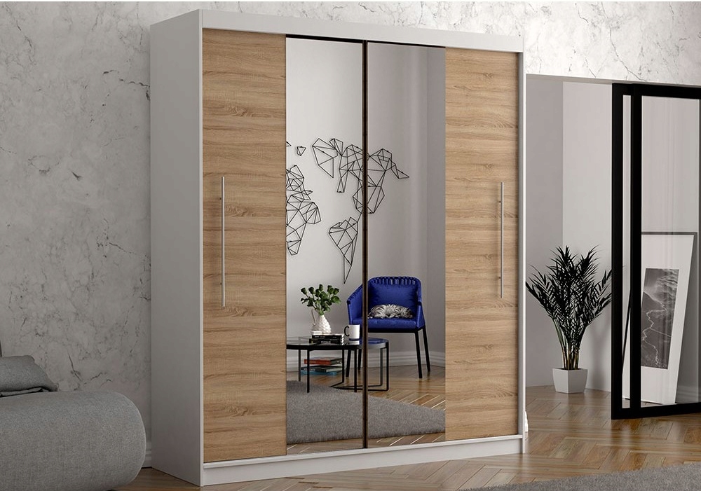 Szafa Przesuwna Z LUSTREM RICO 200 cm + PÓŁKI Głębokość mebla 58 cm