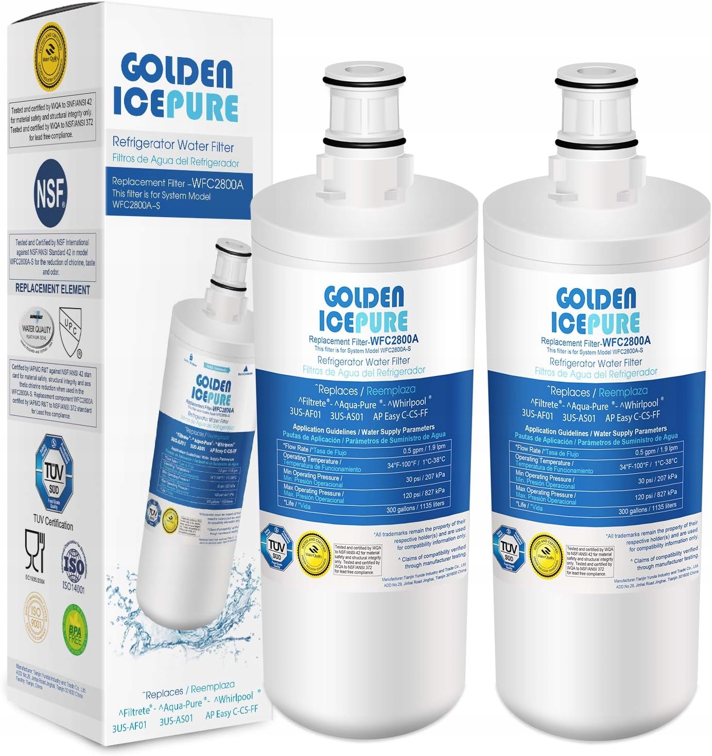 2x Filtr Wody Do Lodówki Whirlpool WFC2800A 3US-AF01 3US-AS01 Ap Easy