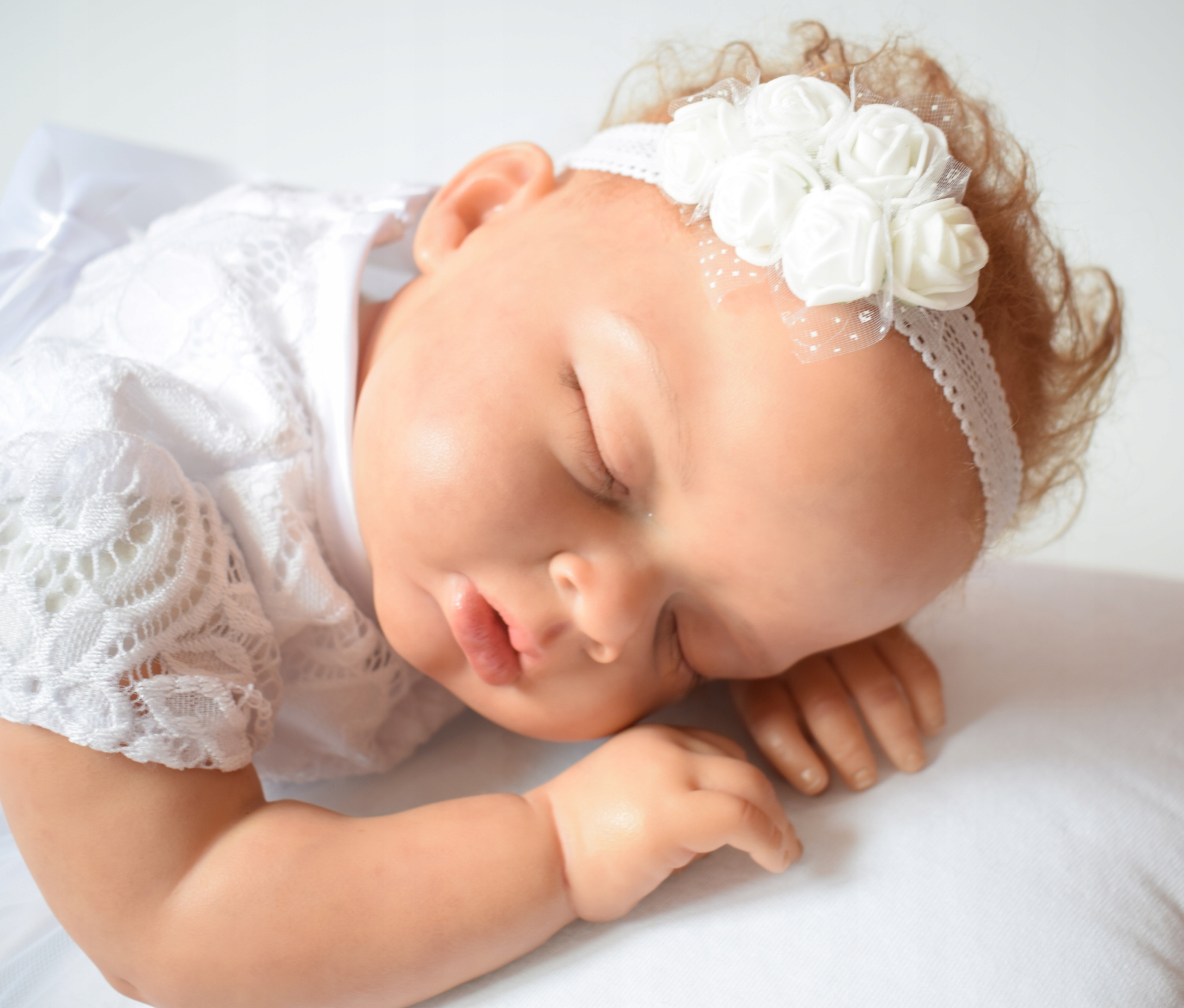 Elastyczna Opaska RÓŻYCZKI CHRZEST WESELE Okazje chrzest