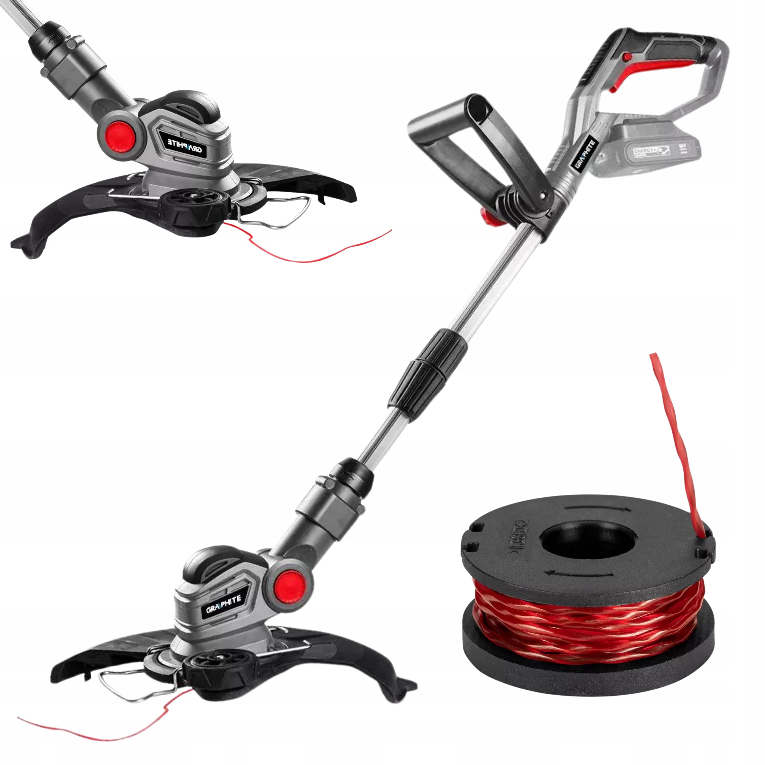 Graphite Podkaszarka Kosa Akumulatorowa, Żyłka w Zestawie Szerokość 28 cm