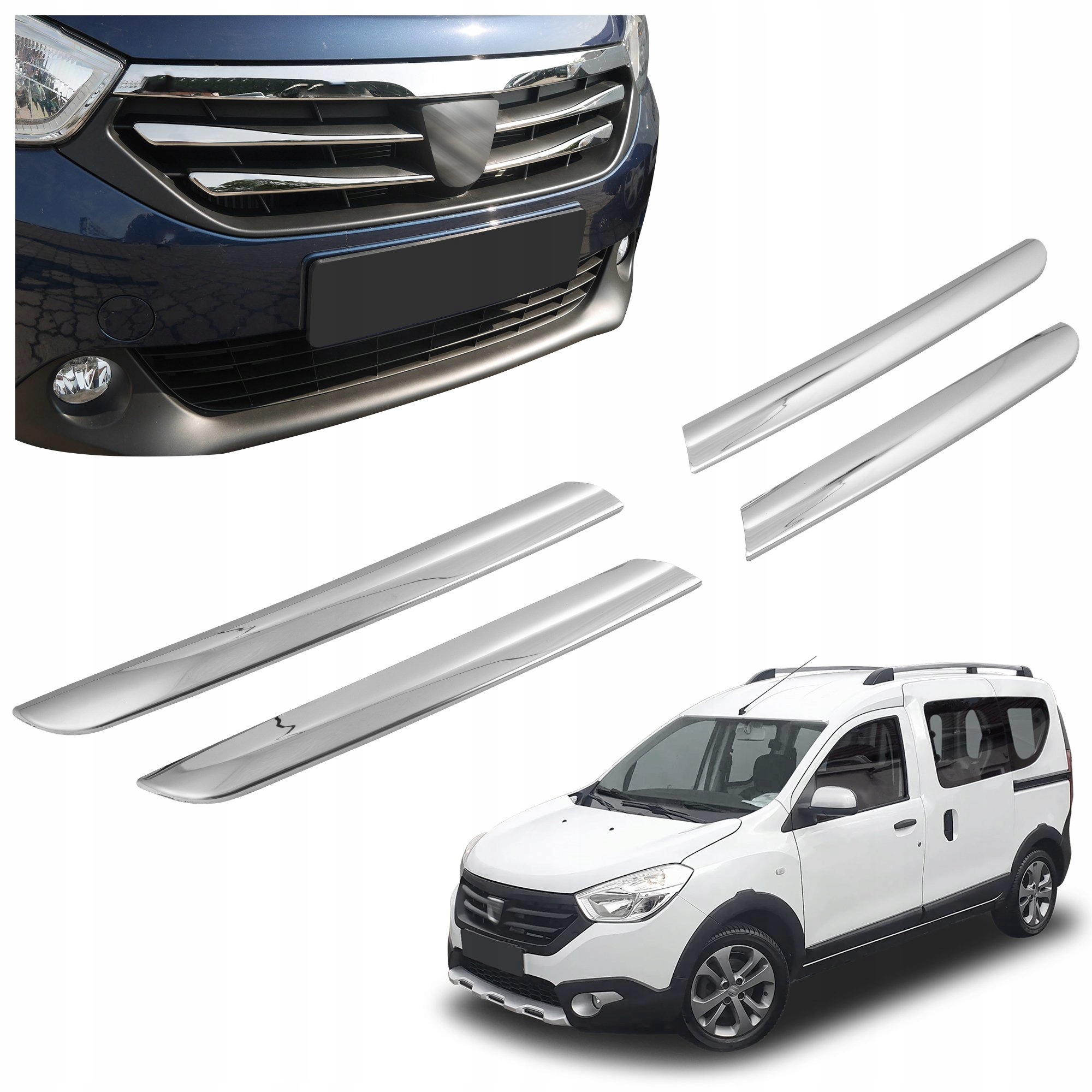 Lišty atrapy predného maskovača grilu pre Dacia Dokker I 2012-2020