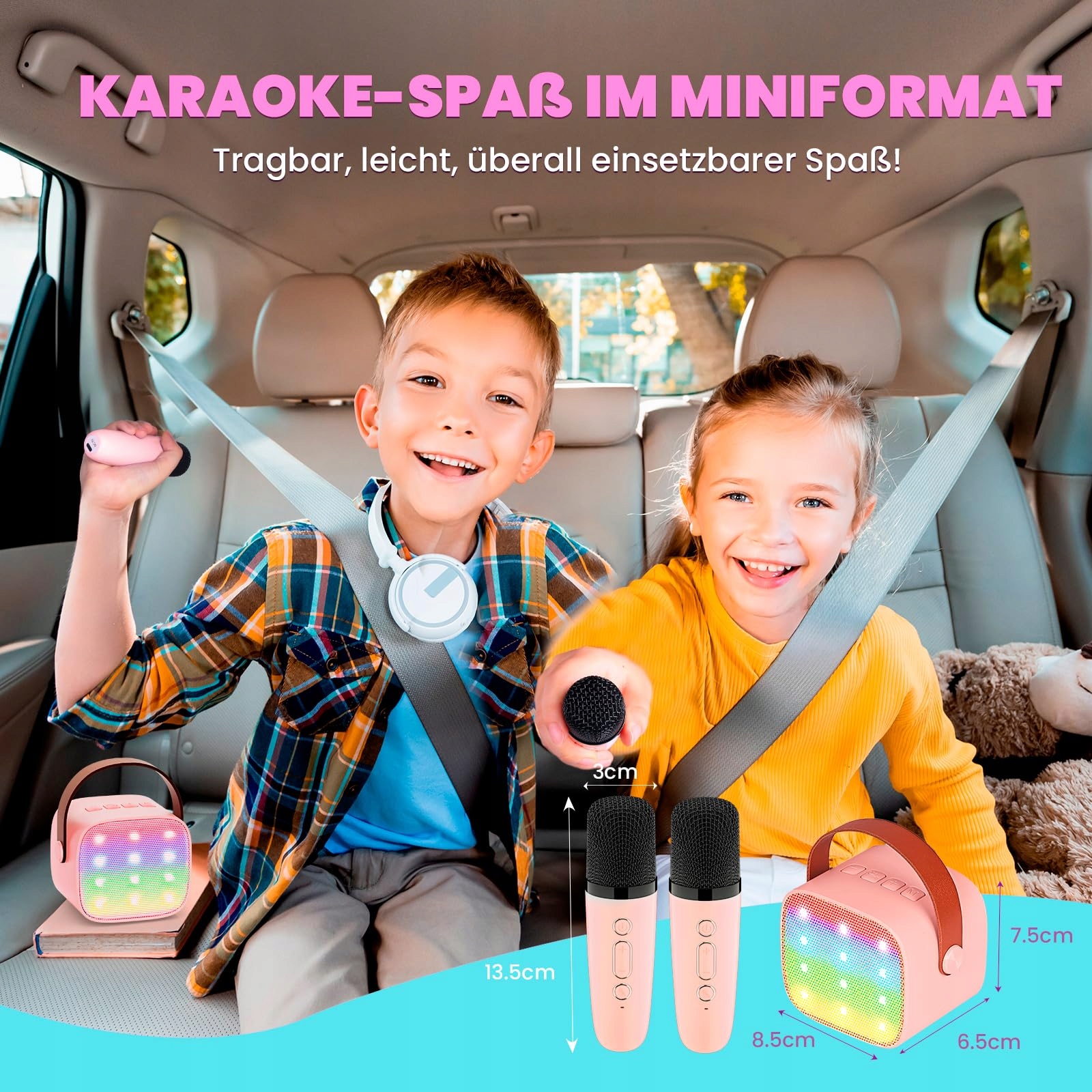 Wowstar Karaoke Zestaw Dla Dzieci Z Mikrofonami Bluetooth Głośnik — miniatura 4