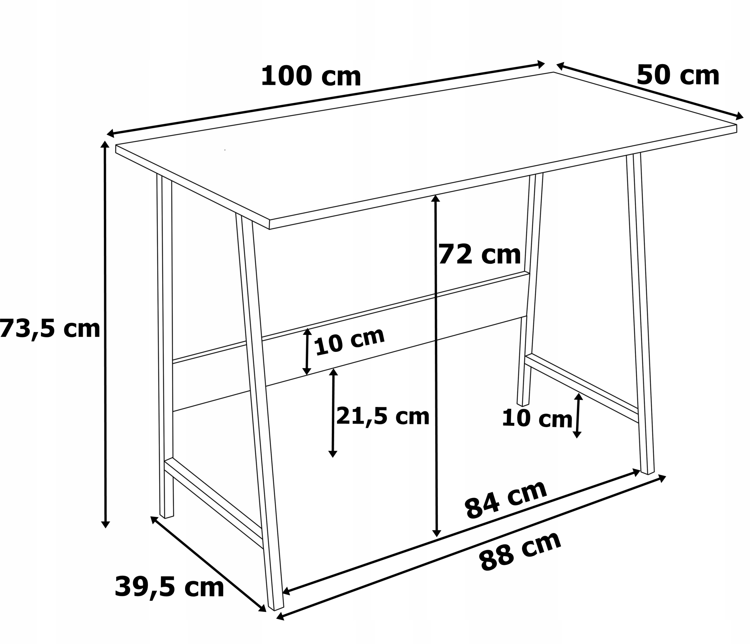 Biurko komputerowe małe na laptopa PC szkolne loft industrialne 100 cm Kolor mebla dąb postarzany