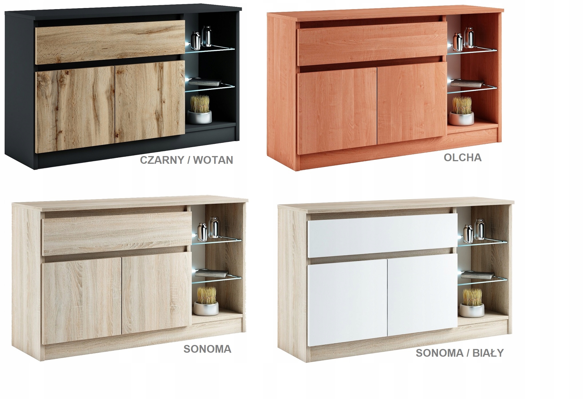 021-031 KOMODA LED2d1s + oświetlenie RGB - OLCHA Kolekcja 021