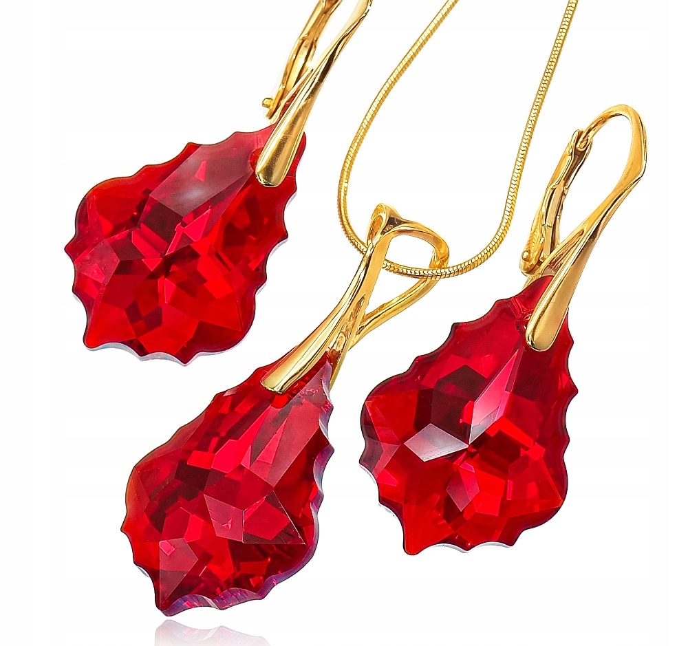 Komplet Crystal Zlaté Stříbro Krystaly Light Siam Aurora Krabička Certifikát