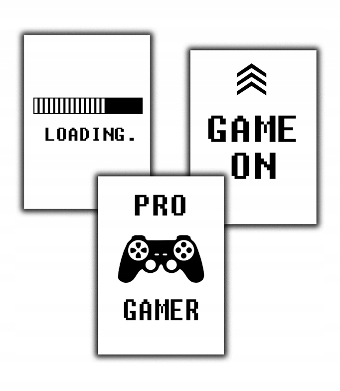 

czarno białe plakaty game on loading pro gracz a4