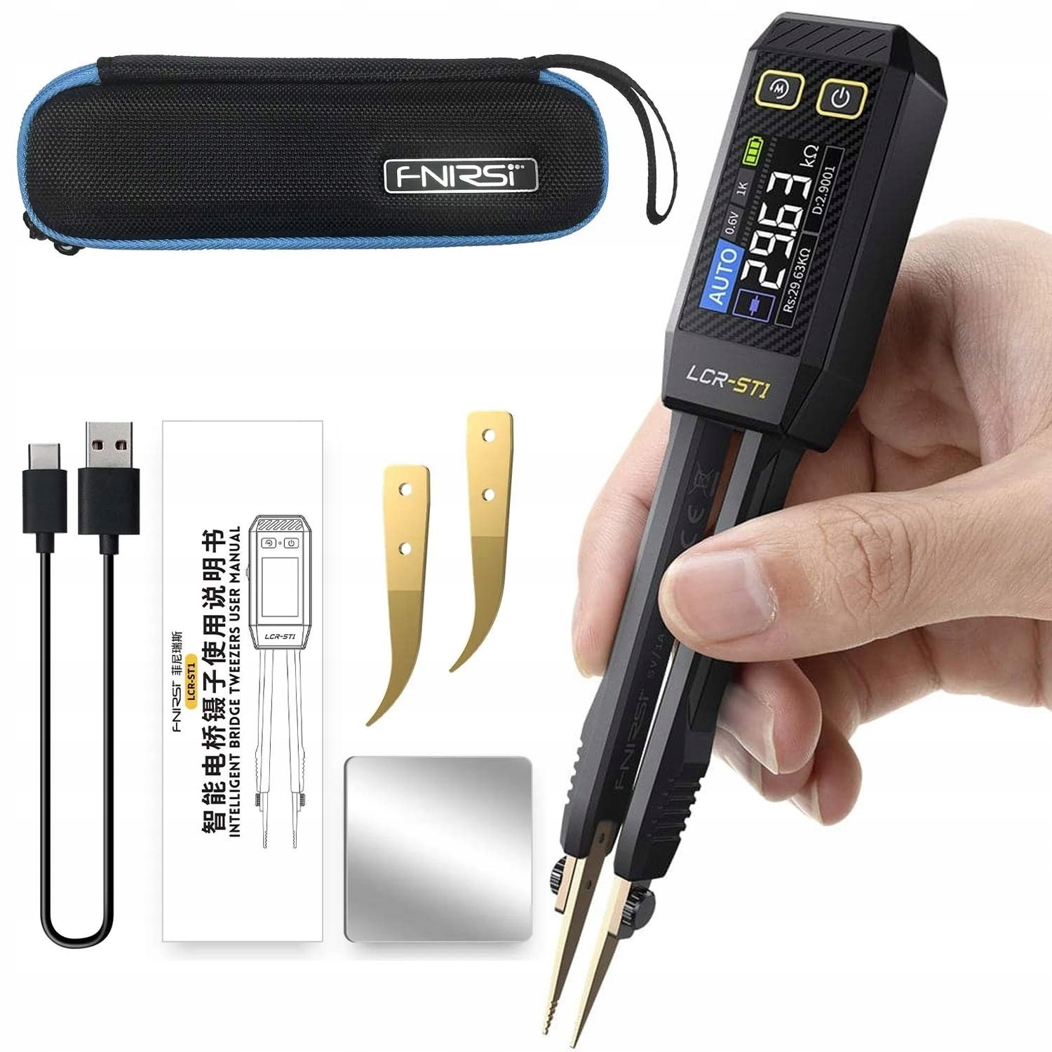 Pinzetový měřič Smd LCR-ST1 Fnirsi tester indukčnosti odporové kapacity.