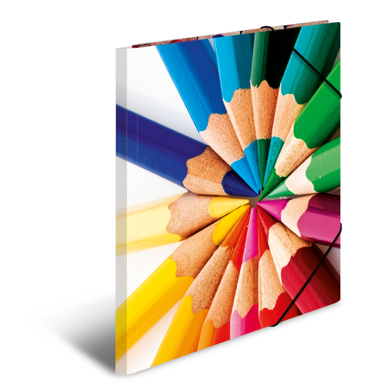 

Teczka tekturowa A4 z gumkami, Kredki