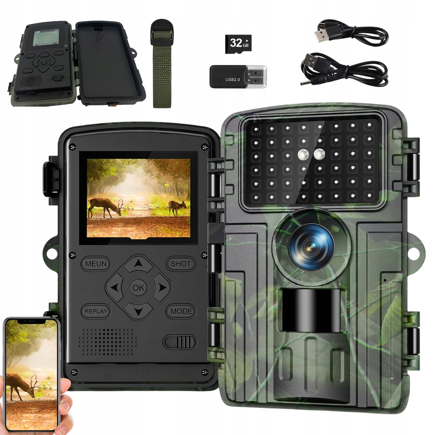 4K Hd Fotopast Lesní Lovecká Kamera Ir 32GB Vysoká Kvalita
