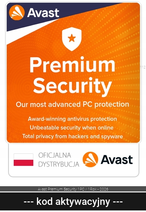 Avast Antywirus Avast Premium Security 2026 1 st. / 12 miesięcy ESD