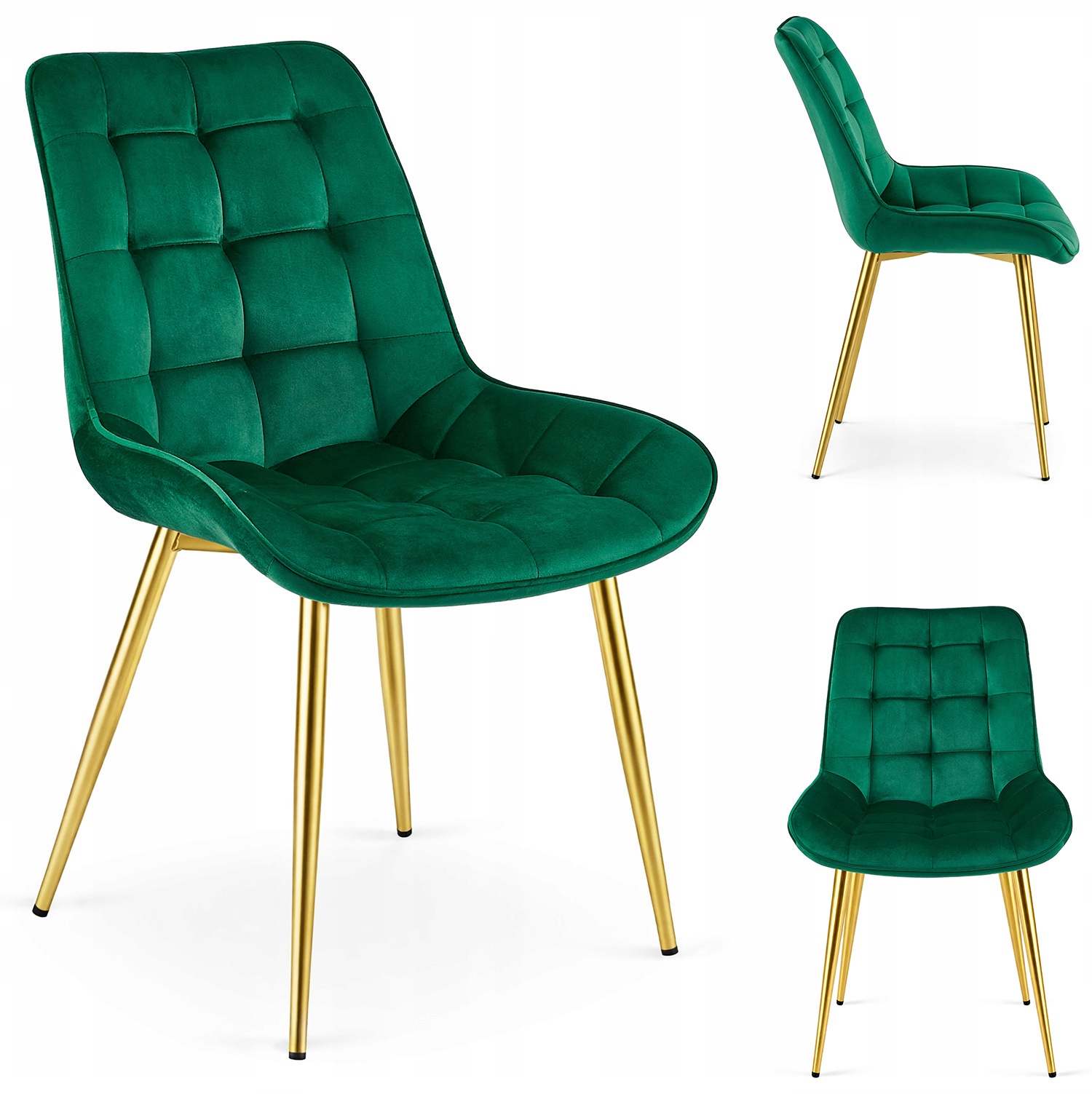 Krzesło Tapicerowane Welurowe Velvet Do Salonu Kuchni Jadalni Erba Zielone