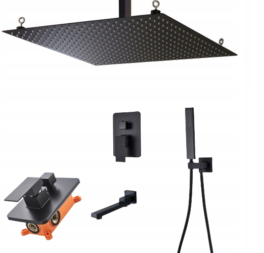 Stropný sprchový set čierny Black Big 50