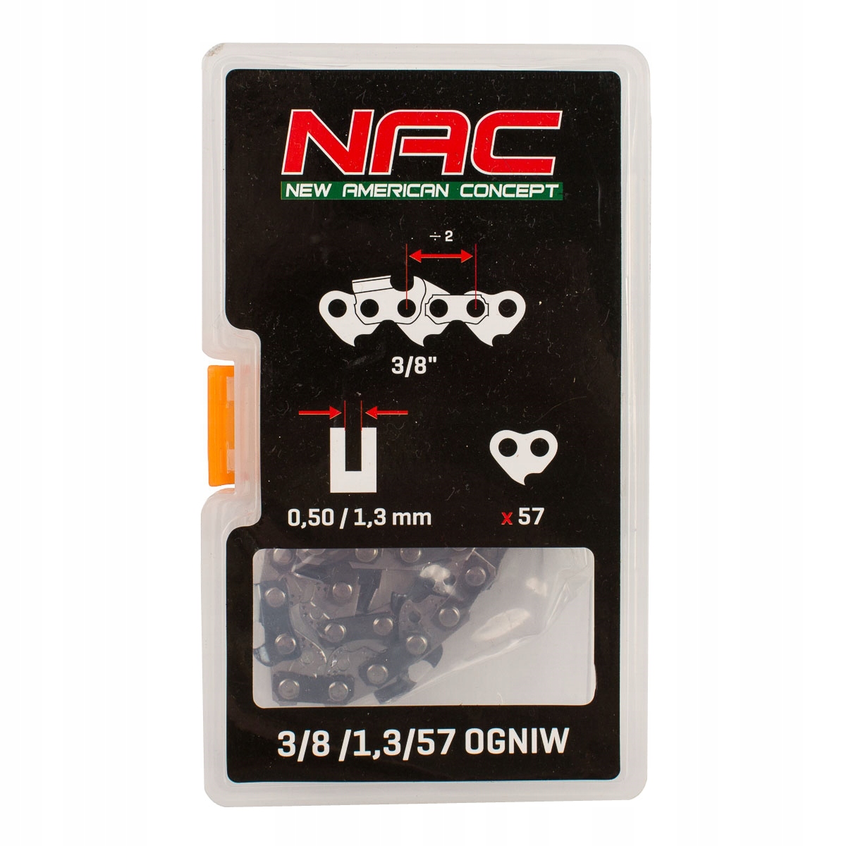 

Łańcuch 16" Nac 57 Og 3/8 X 1,3
