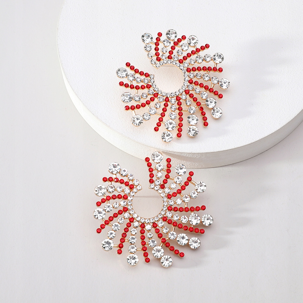 Kolczyki Sztyfty Złote Czerwone Słońca Promienie Cyrkonie Kryształki 58mm Kod producenta KOL_3222 x1