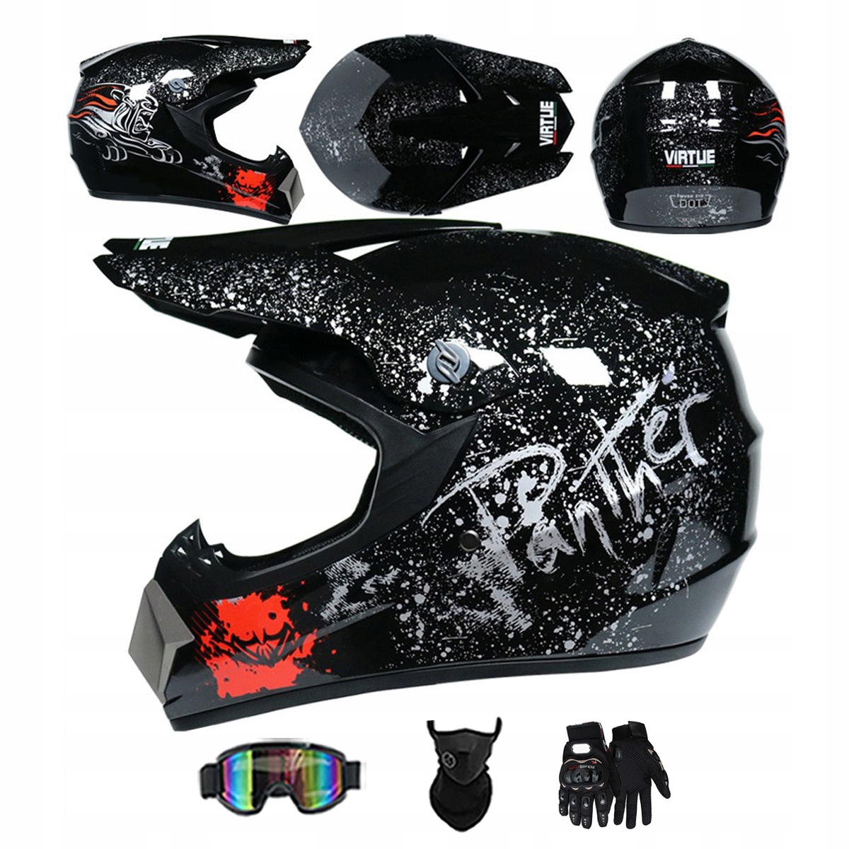 Motocyklová Přilba Crossová Lehká Enduro Quada Brýle Rukavice Maska L