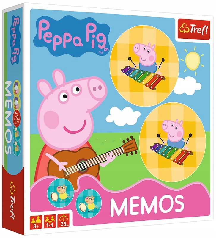 GRA PAMIĘCIOWA Memos KARCIANKA Świnka Pepa Trefl INTENSYWNE i ŁADNE KOLORY