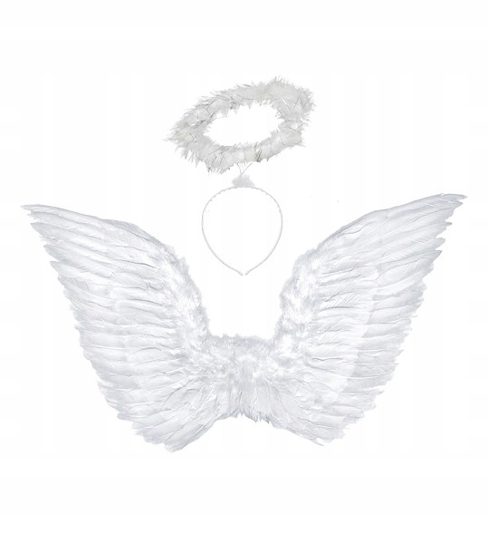ZESTAW ANIOŁA SKRZYDŁA AUREOLA OPASKA ANGEL BIEL