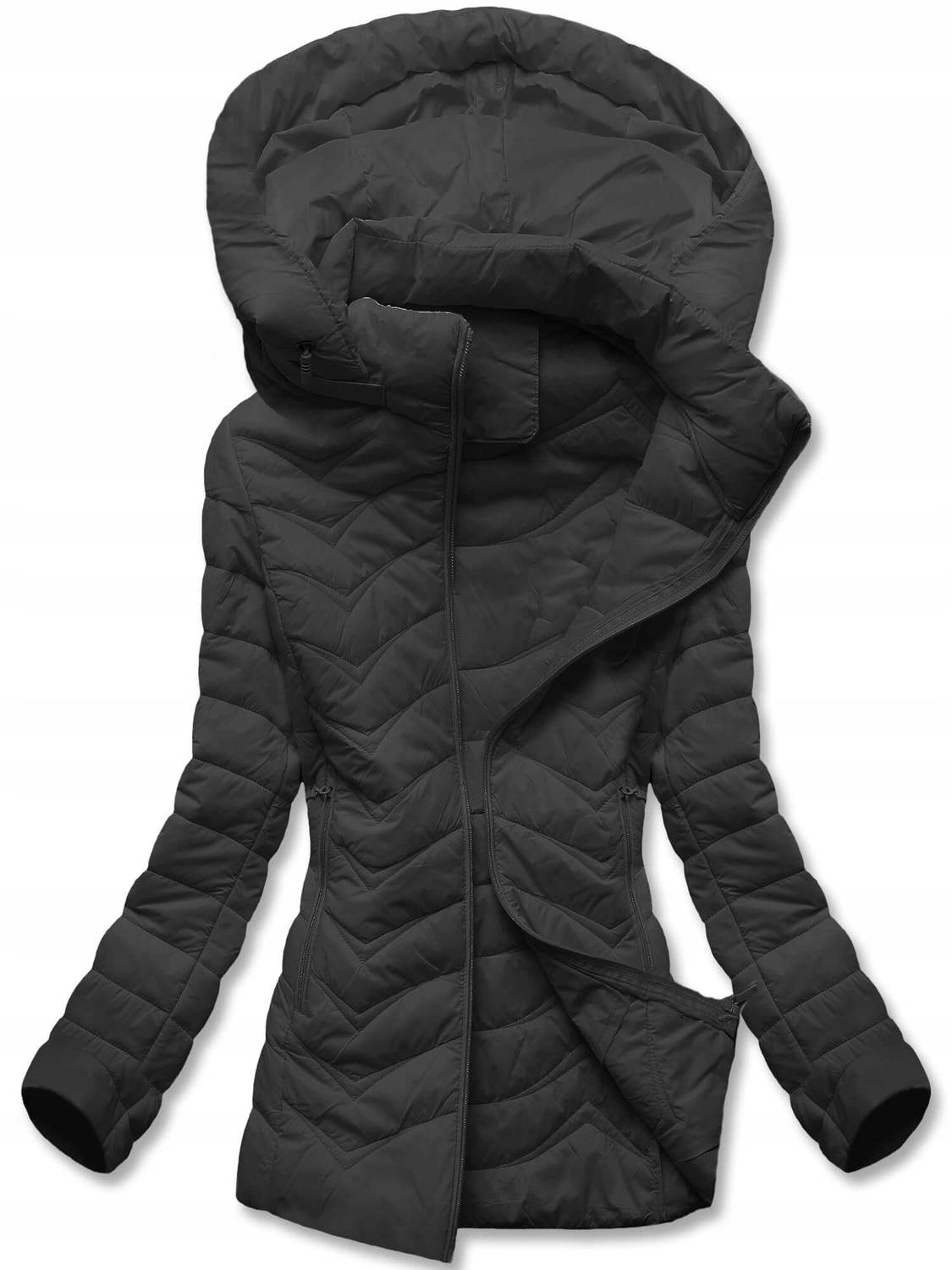 Pikovaná Bunda Kapuce 16M9238 Černá S (36)