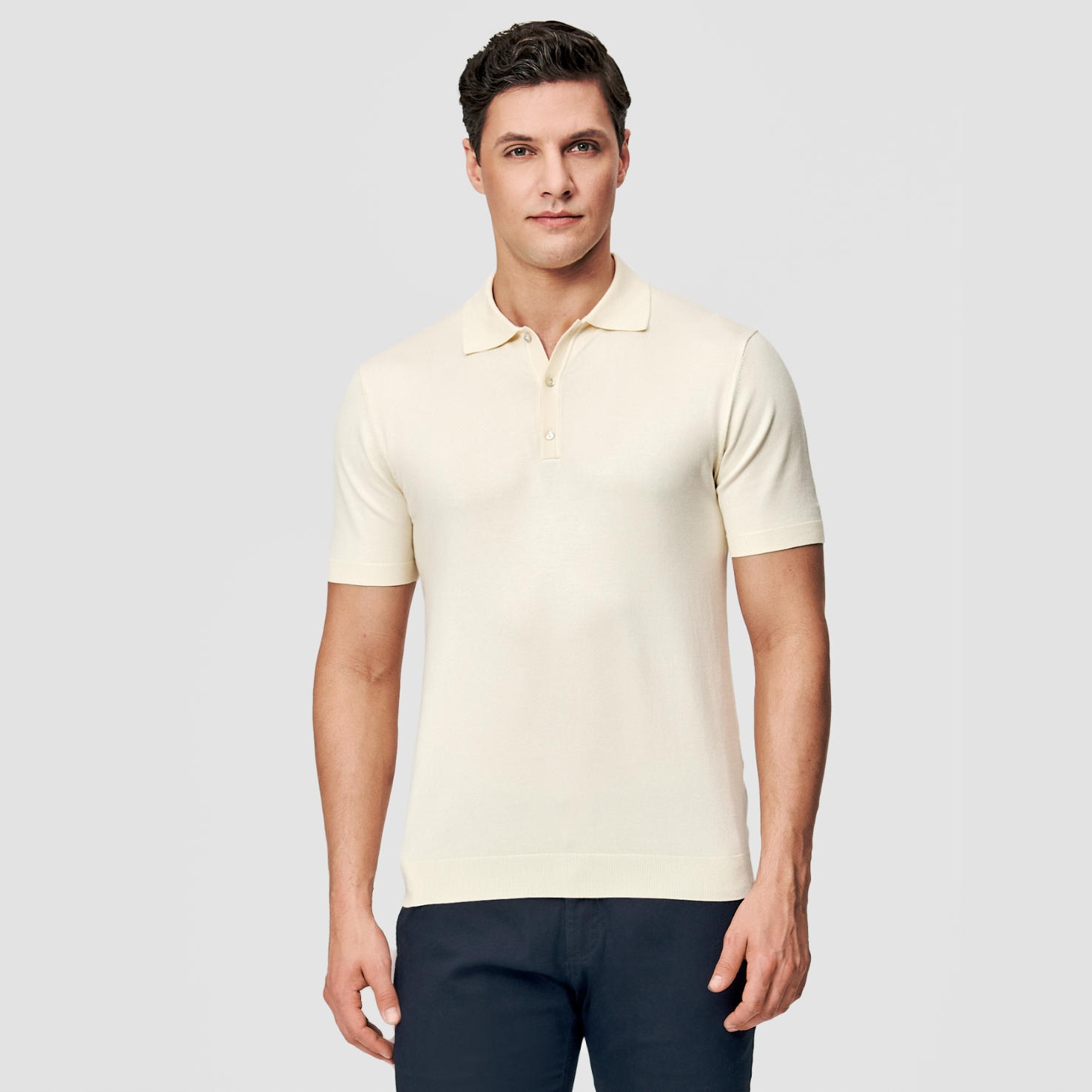 Pánské svetrové polo v barvě ecru Jednoduchý střih Pako Lorente vel XXL