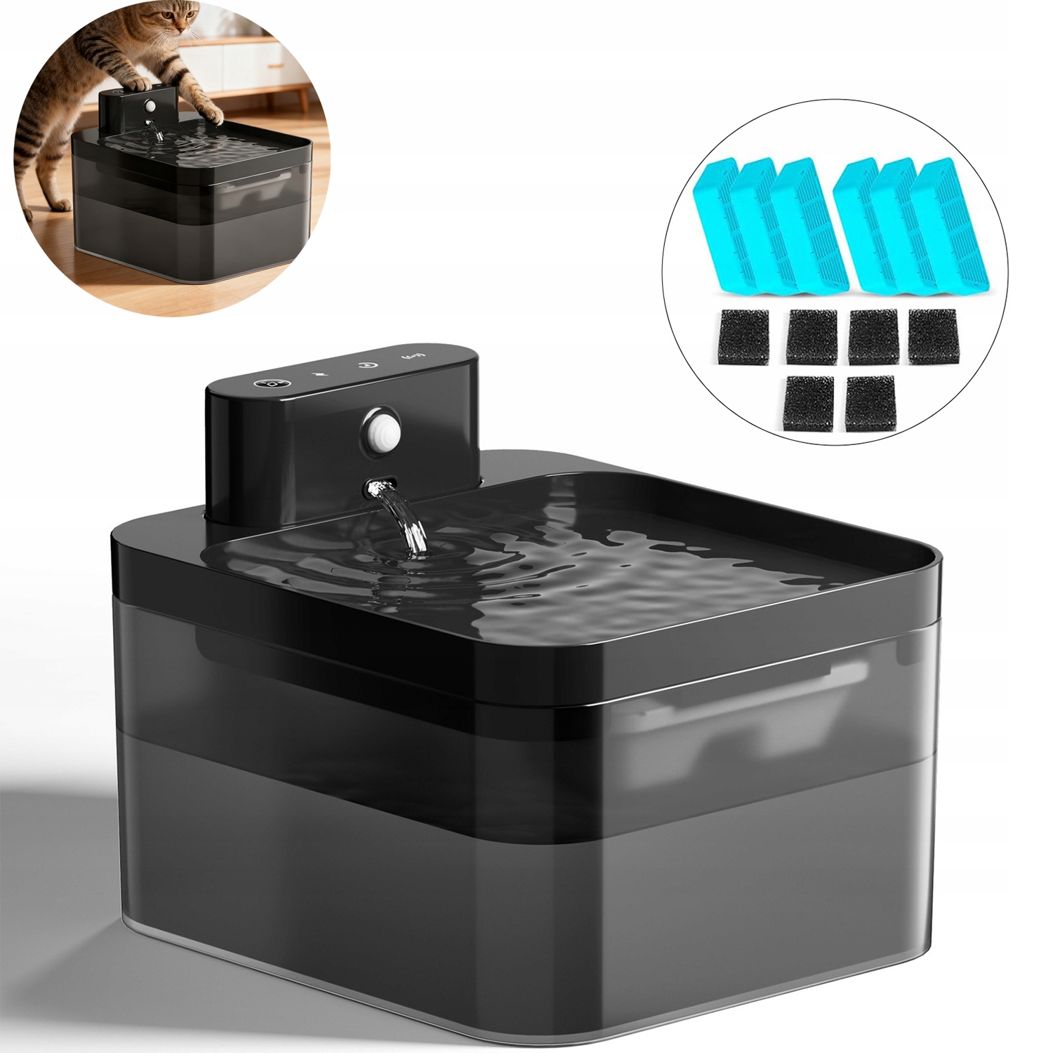 Levně Fontána Napáječka Pro Kočky Psa Miska Automatická Napáječka Senzor Pohybu