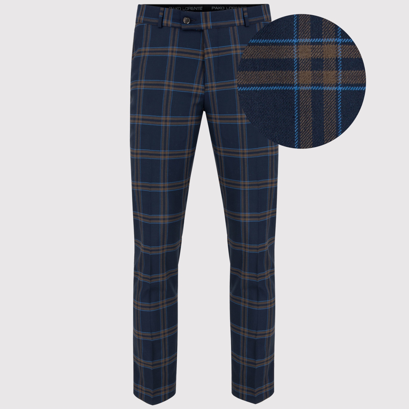 Tmavě modré kostkované oblekové kalhoty Slim Fit Pako Lorente 188/92