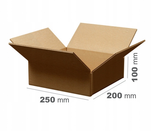 150 szt. Karton Pudło klapowe 250x200x100 szare 3W B 380g/m2 Gabaryt B