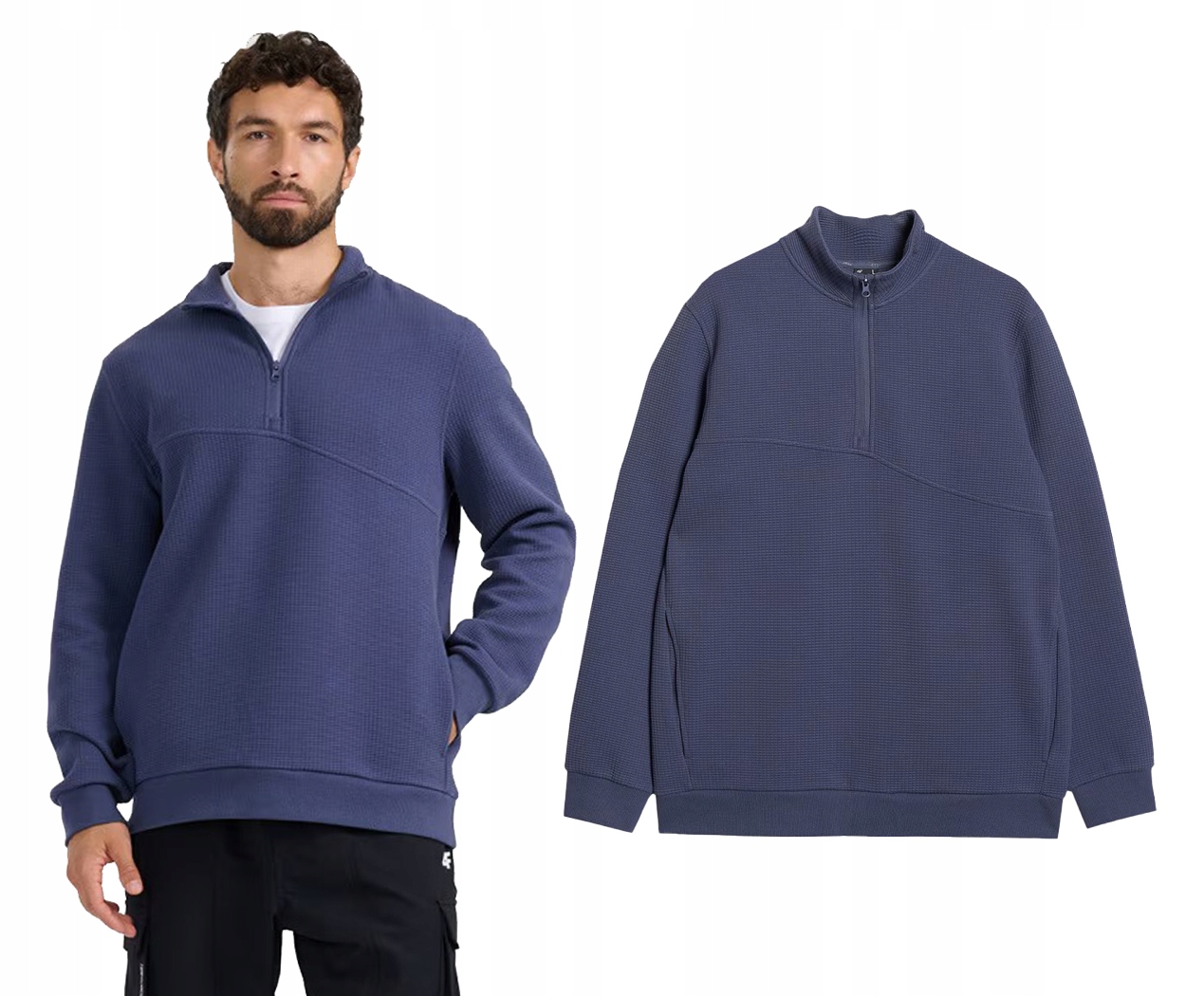 Pánská mikina 4F se zipem do poloviny M1930 modrá S