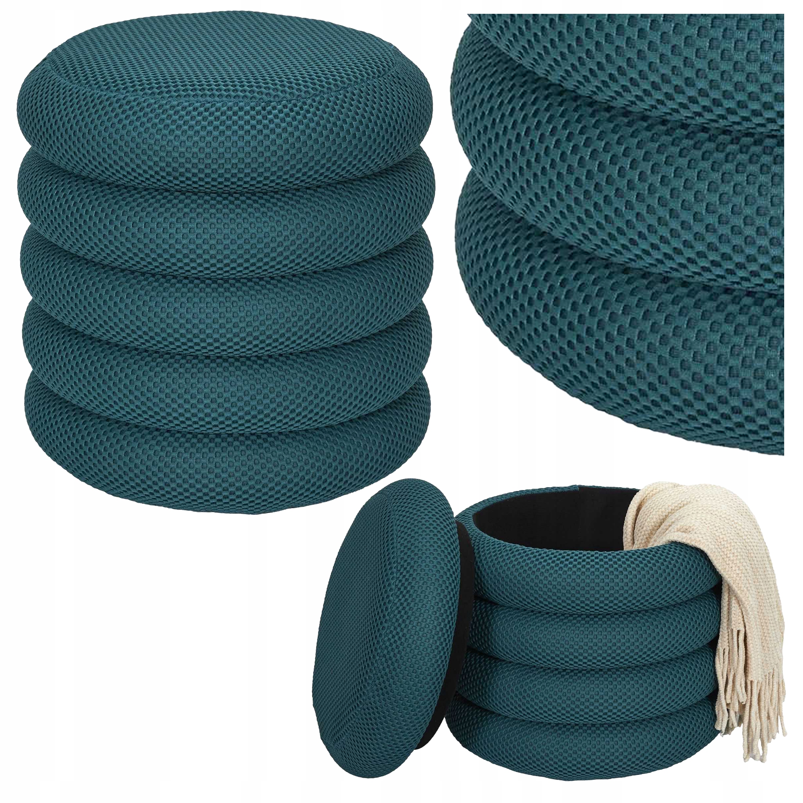 Modulárna taburetka s funkciou Úložného Priestoru, sedadlo Kame, tyrkysová, otvárateľná podnožka