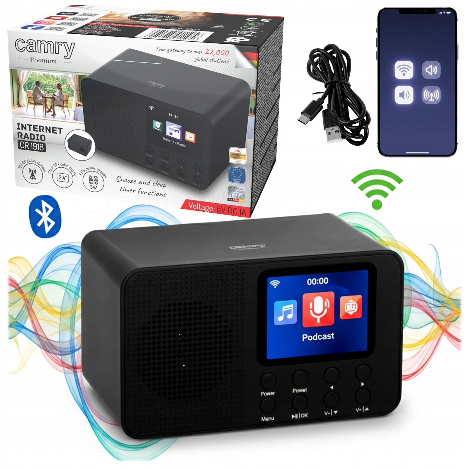 Kuchyňské Internetové Rádio Přenosné Bluetooth Usb LCD Síťové Camry