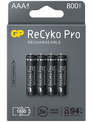 

Akumulatorki Recyko Pro 1,2V 800mAh Aaa 4szt Gp