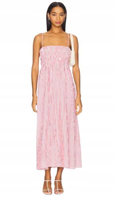Faithfull Dlouhá Bavlněná Šaty S Pruhovanými Ramínky L Kva