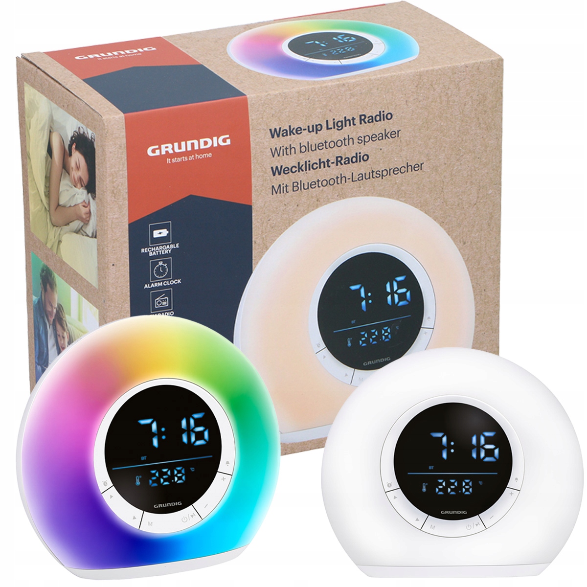 Budík s rádiom a Bluetooth reproduktorom Radiobudzik svetlo Lampička Grundig