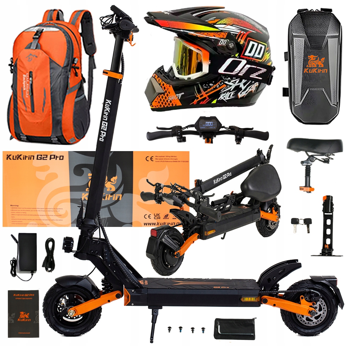 Składany Pojazd Elektryczny Kukirin G2 Pro 1000W 48V 15.6AH 45KM/H +Prezent