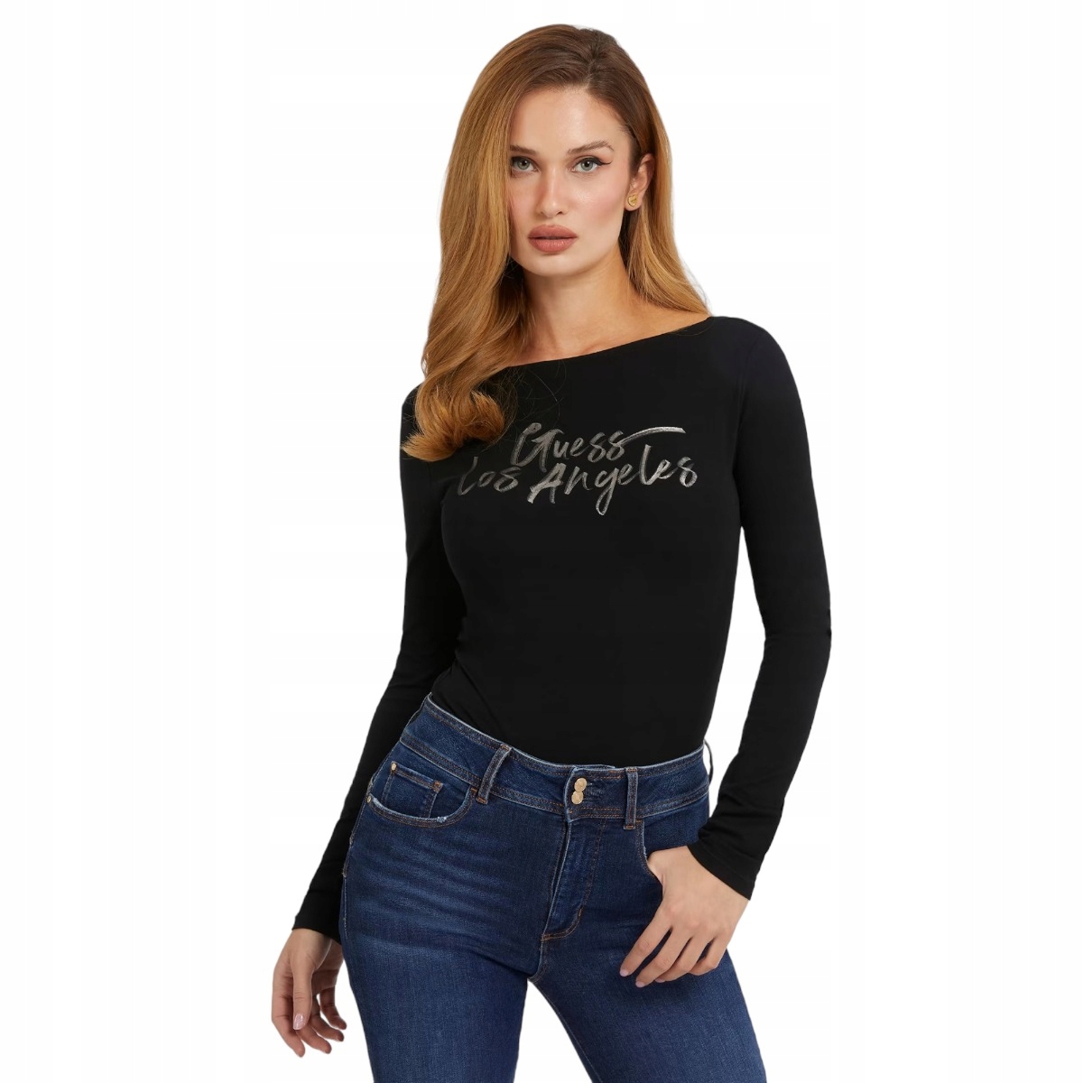 Guess Damskie Body Z Długim Rękawem Czarne r.L