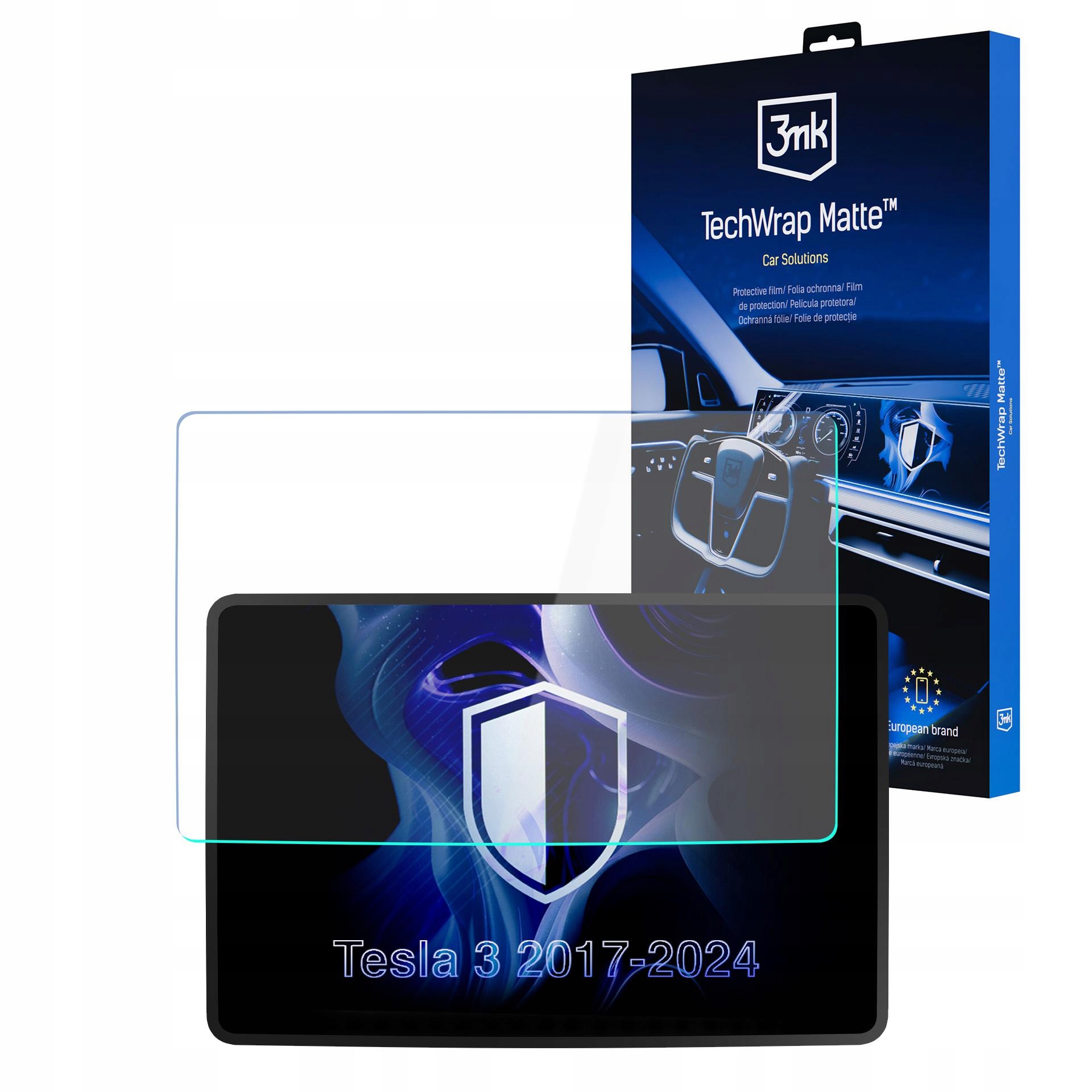 Folia matowa na ekran nawigacji do Tesla Model 3 2017-24 3mk TechWrap