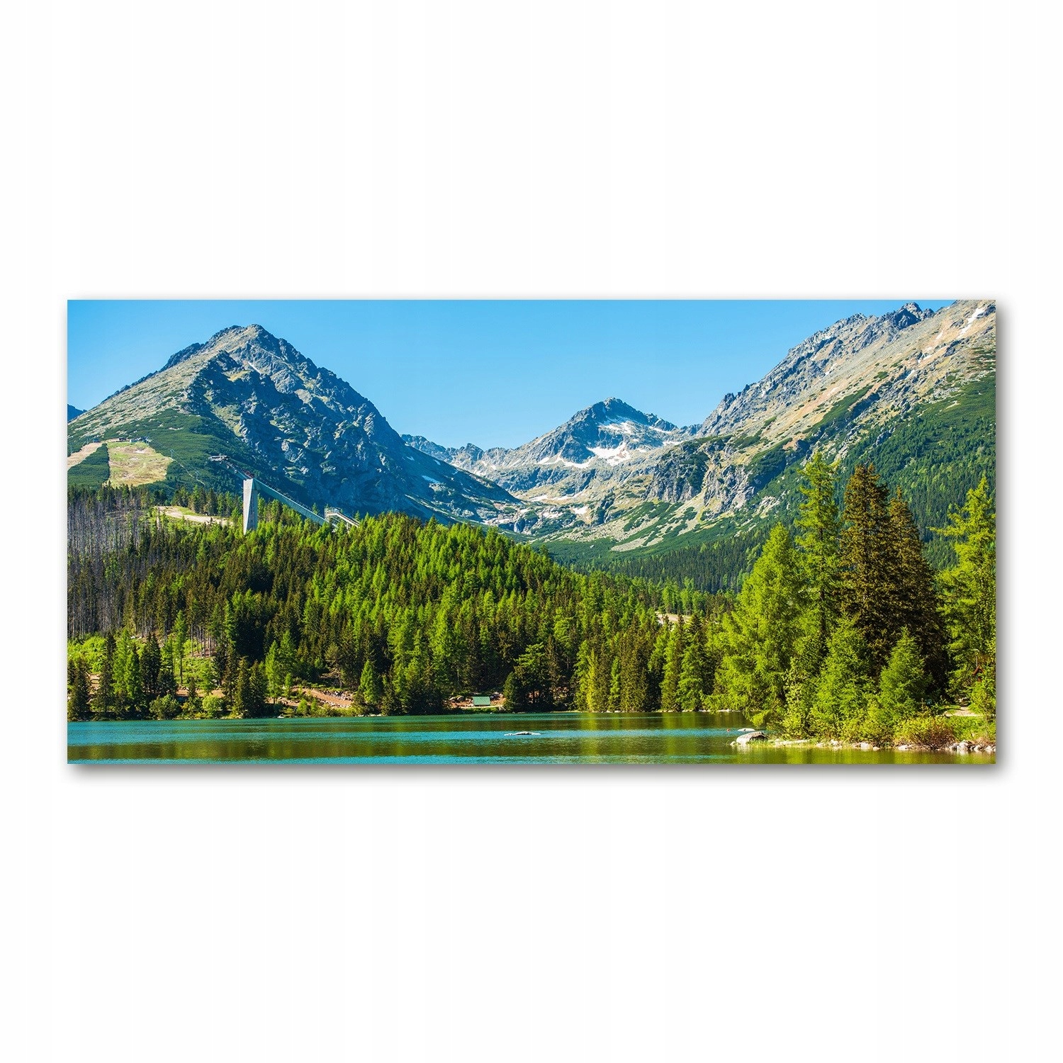 Skleněný obraz Jezero v horách 140x70