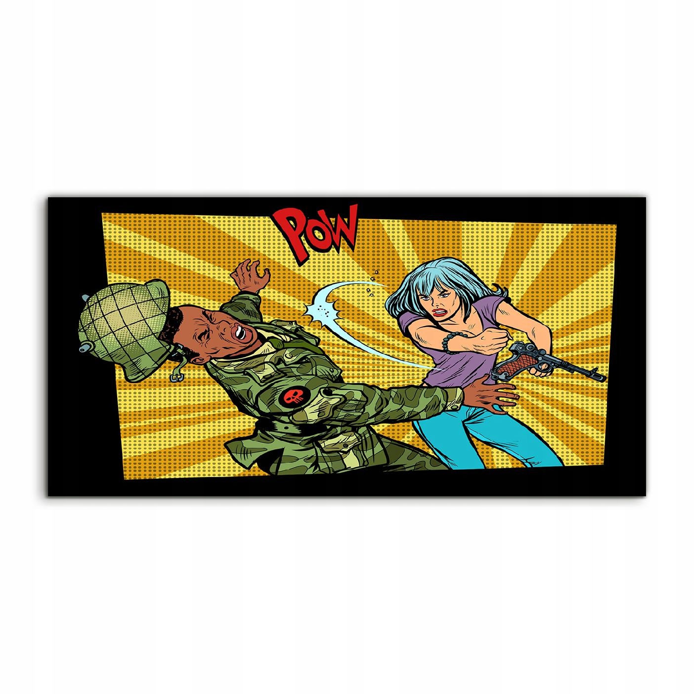 

Obraz akryl 120x60 z grafiką Cywil Żołnierz Wojna