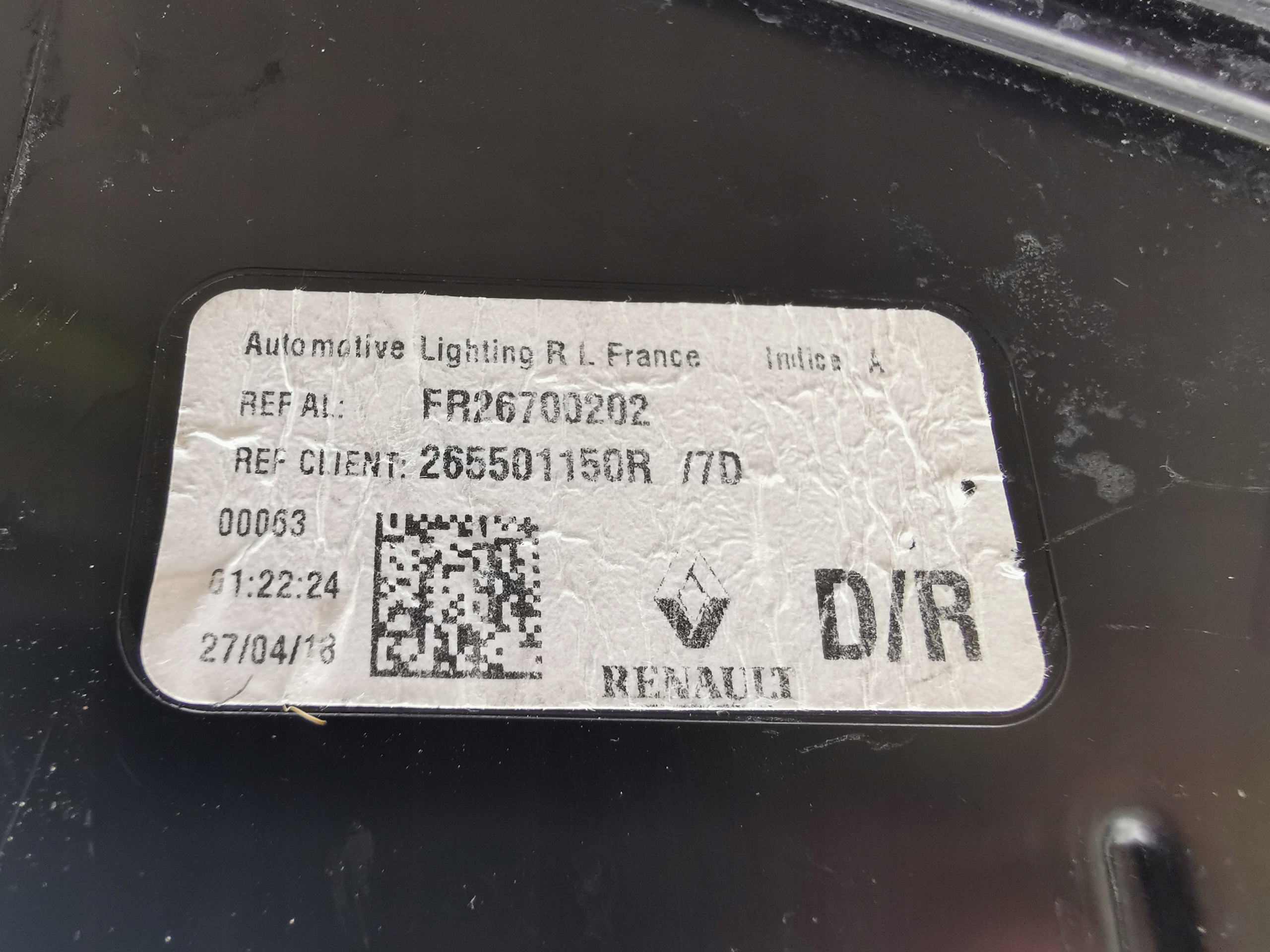 RENAULT MEGANE IV KOMBI right light rear part 265501150R