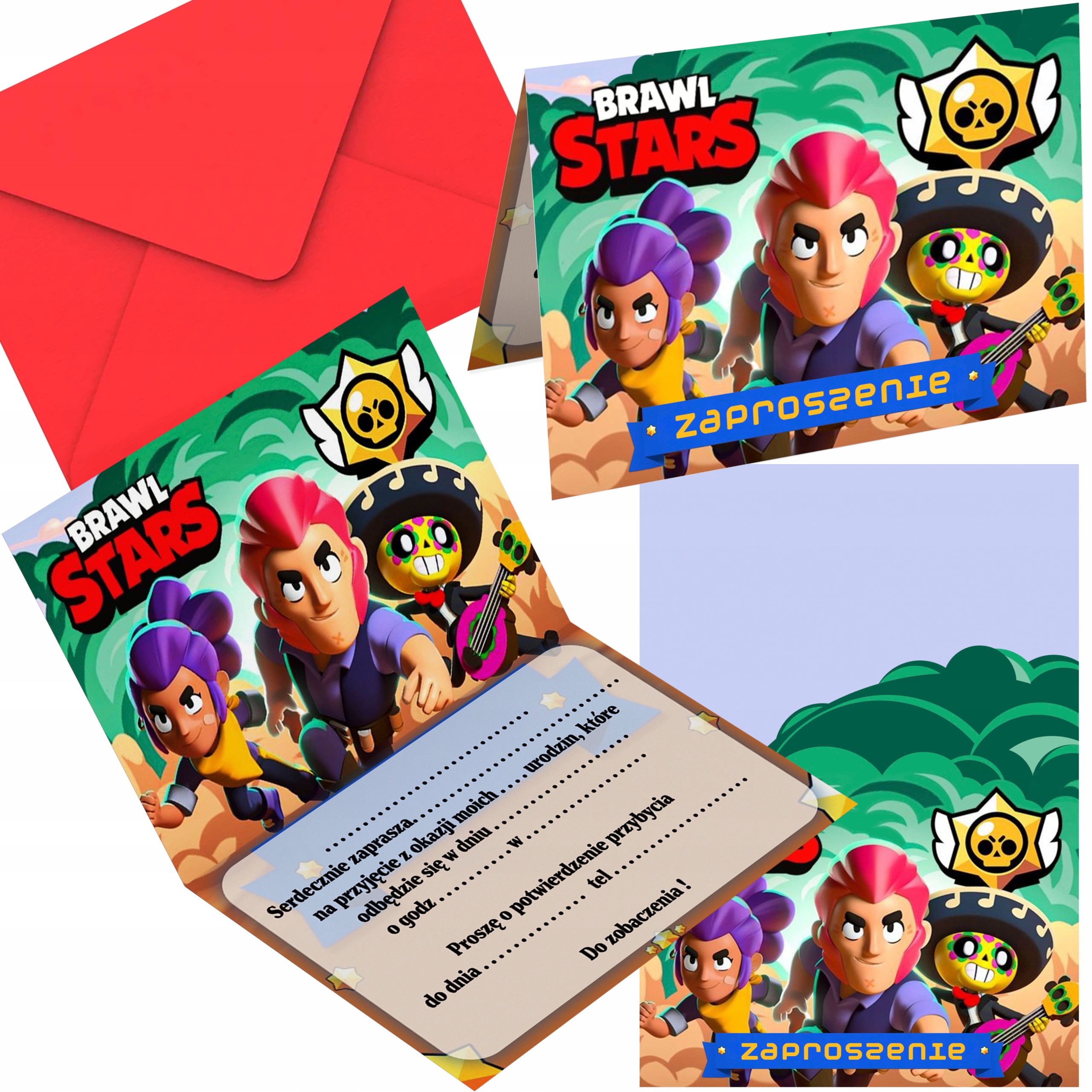 ZAPROSZENIE NA URODZINY BRAWL STARS ZAPROSZANIA URODZINOWE + GRATIS KOPERTA