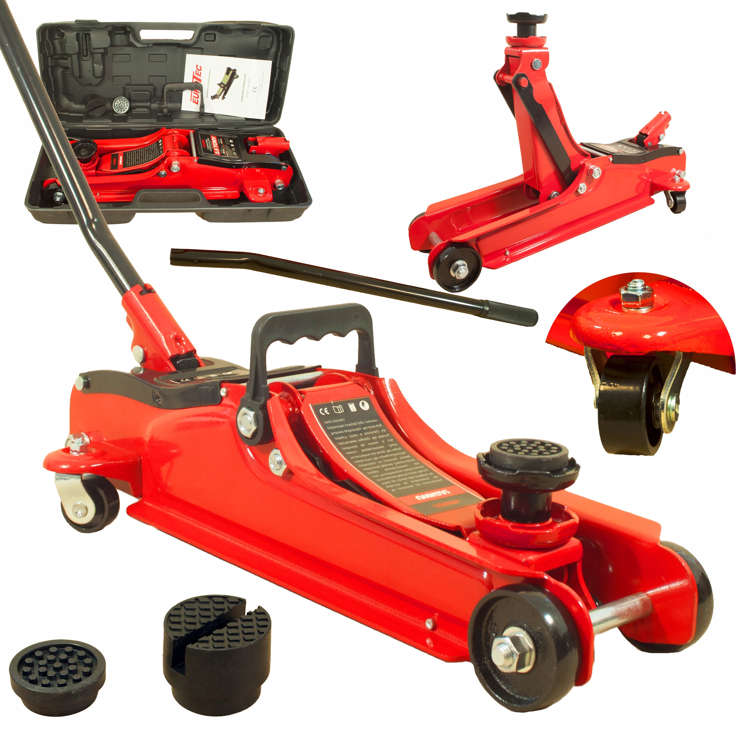 Podnośnik samochodowy niskoprofilowy Eurotec 2,5 t 80-380 mm z walizką