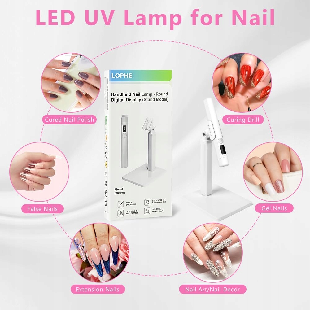 LOPHE Przenośna LED Lampa UV Do Gelnokci Biała — miniatura 6