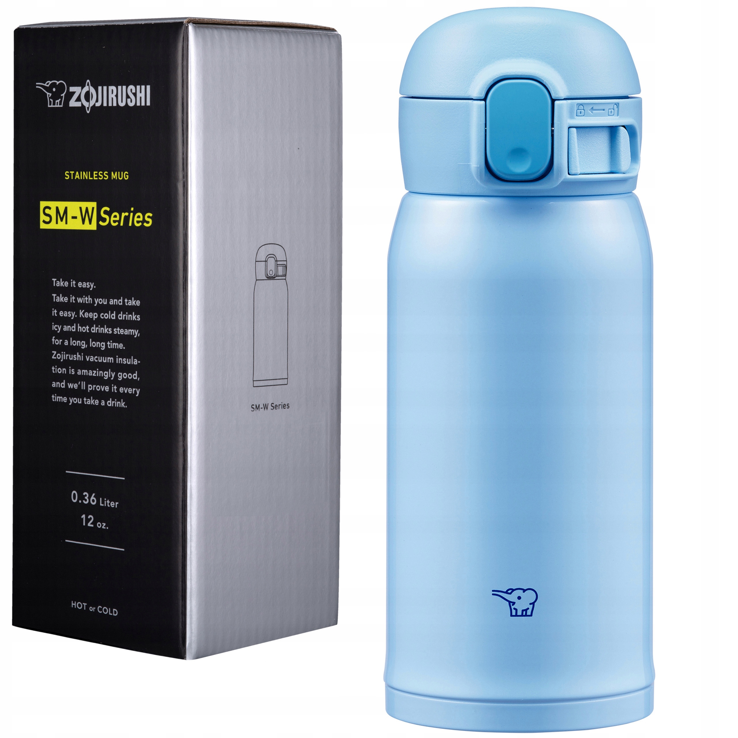 Termohrnek s blokovacím náustkem Zojirushi SM-WR36E-AP 0,36L modrý