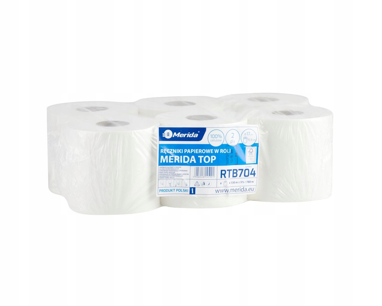Levně Merida RTB704 Papírové ručníky v roli Top Center Pull Mini, bílé, střední