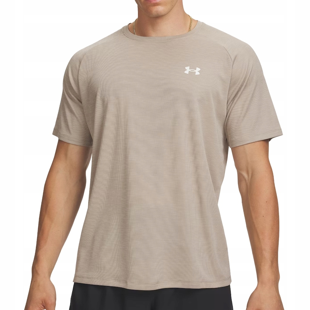 Tričko pánské sportovní tričko Under Armour Ua Tech Textured Taupe/White L
