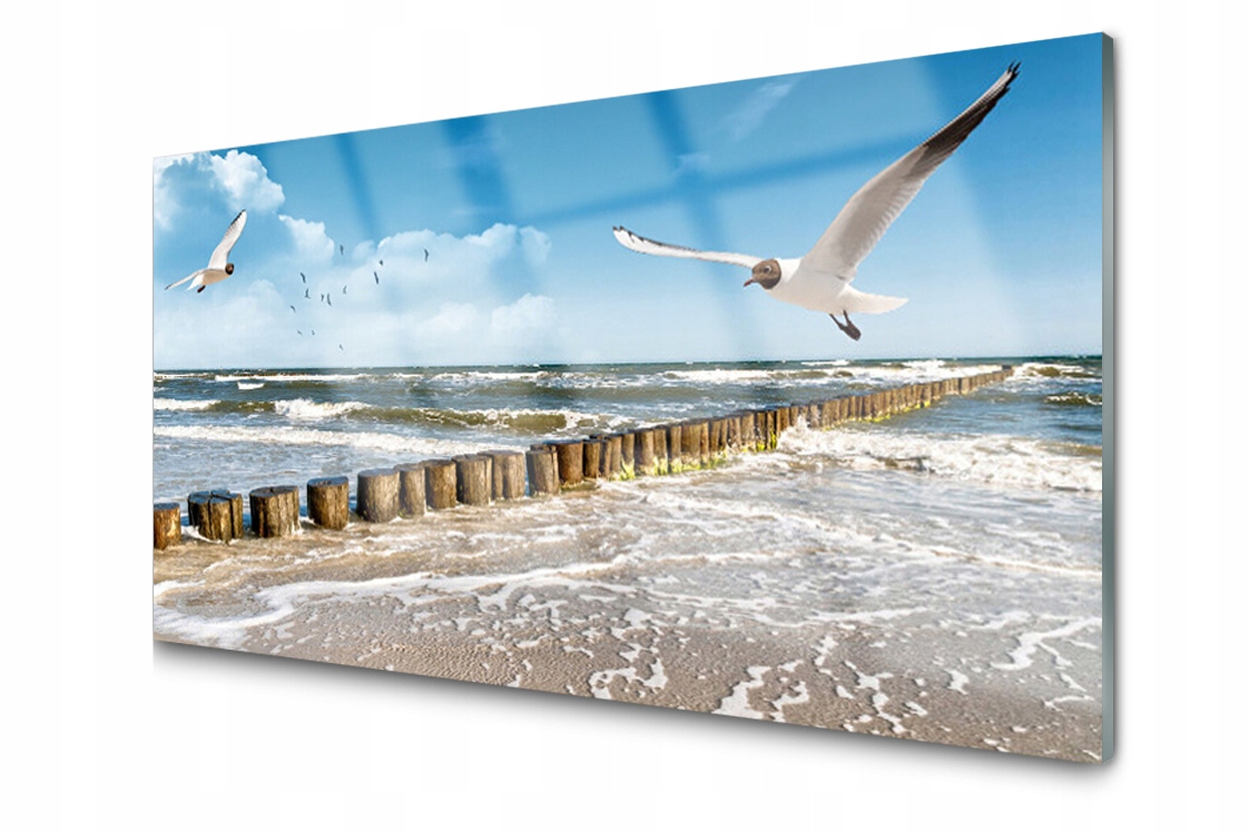 

Panel szklany dekor Płytka Mewy Morze 140x70