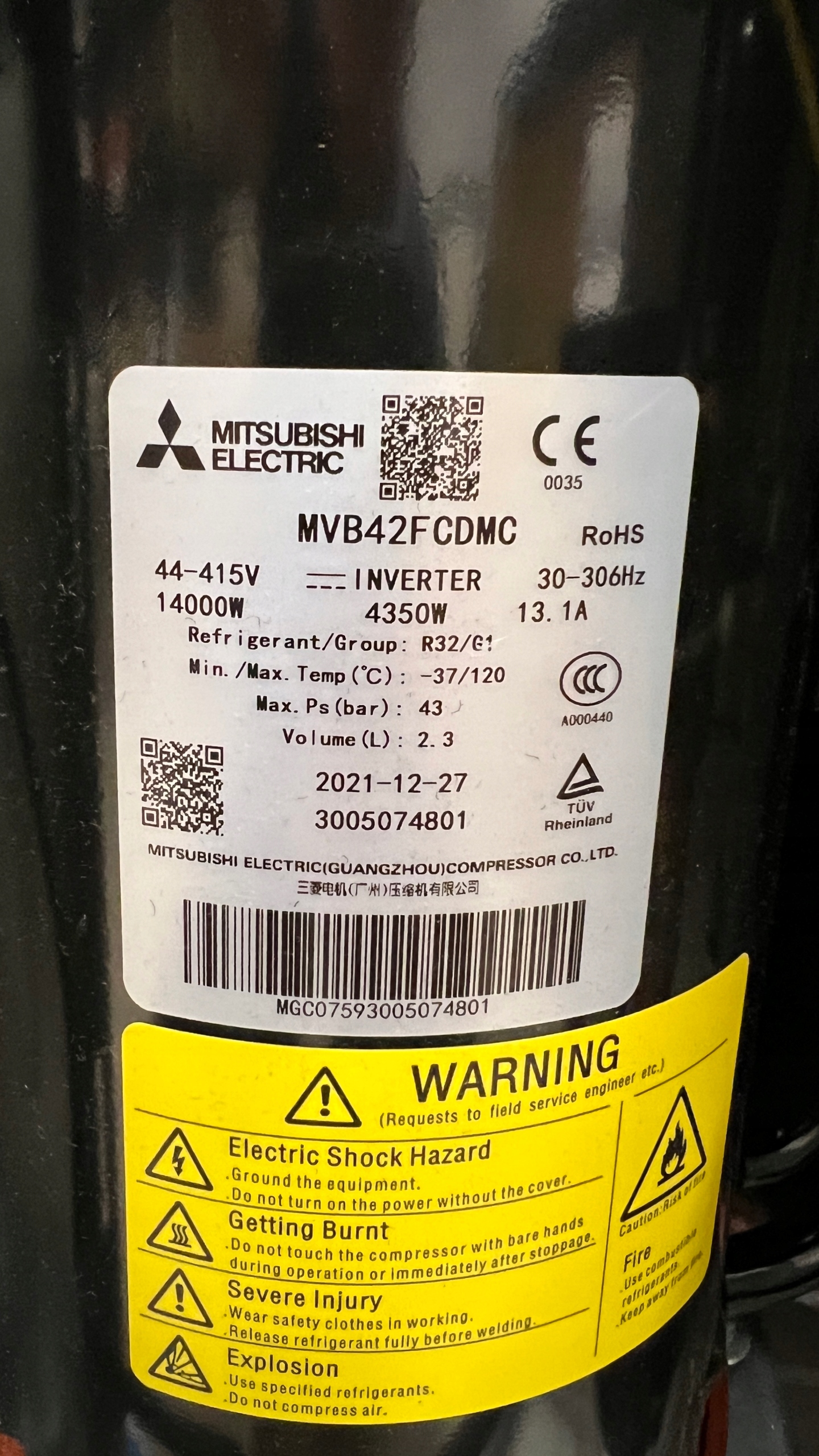 Sprężarka Mitsubishi Electric Midea Kaisai York Galmet 12 14 i 16kW Pompa Części